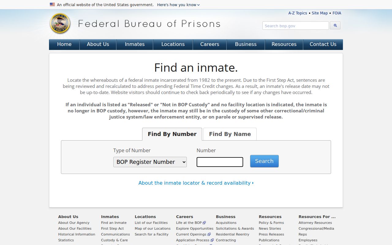 Pemiscot County federal custody arrest search through the BOP inmate locator