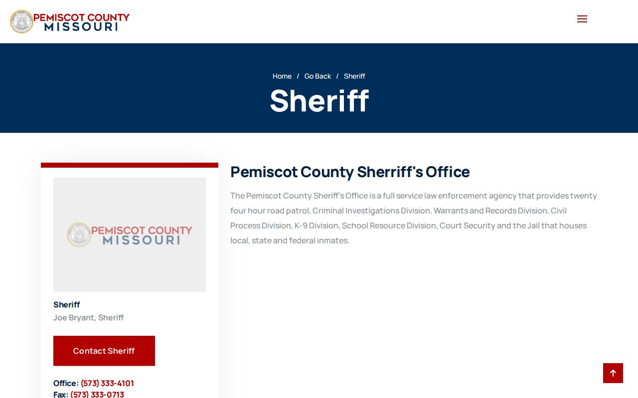 Pemiscot County arrest search through the Sheriff Warrants and Records Division