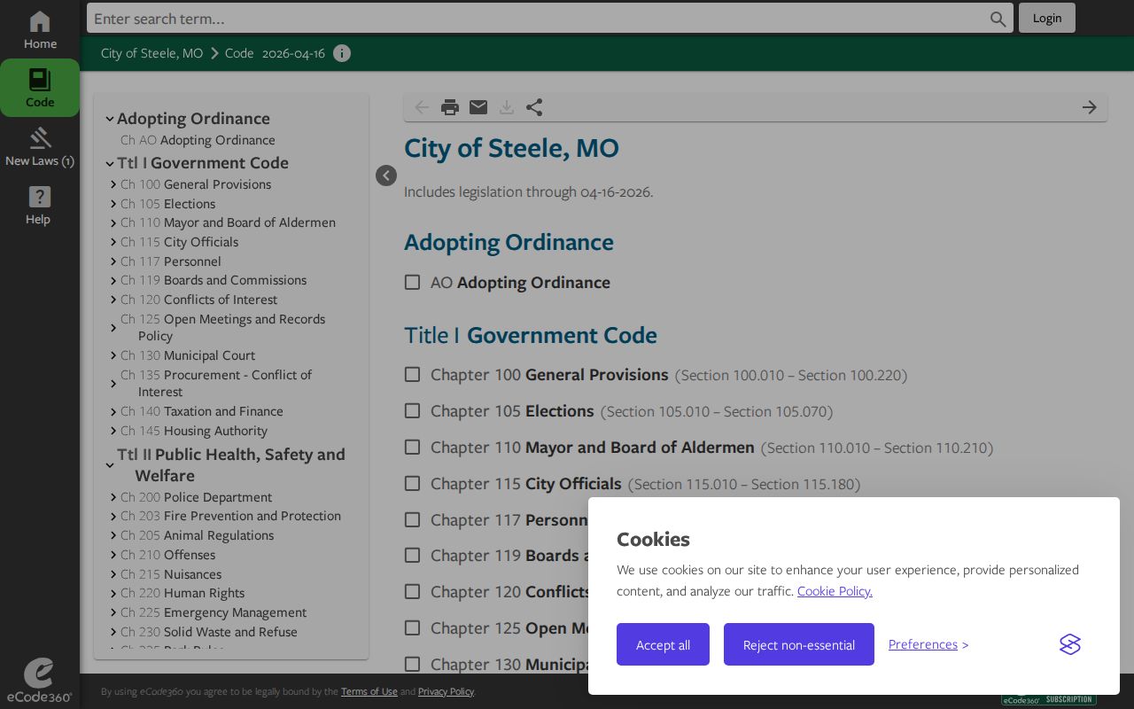 Steele criminal records municipal code source